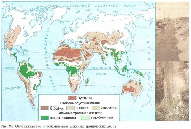 Опустынивание и исчезновение влажных тропических лесов